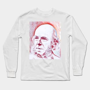 Herbert Spencer Portrait | Herbert Spencer Artwork | Line Art Long Sleeve T-Shirt